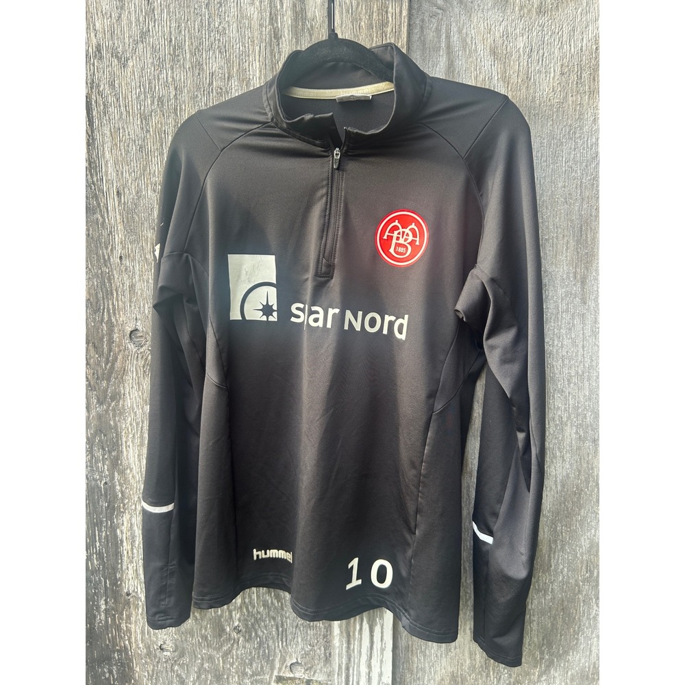 Hummel AaB Aalborg BK Quarter Zip Soccer Training Top #10 Black Football Jersey